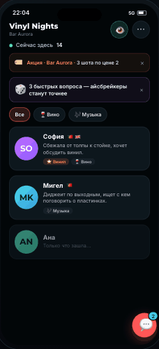Приложение гостя — витрина «кто сейчас здесь»
